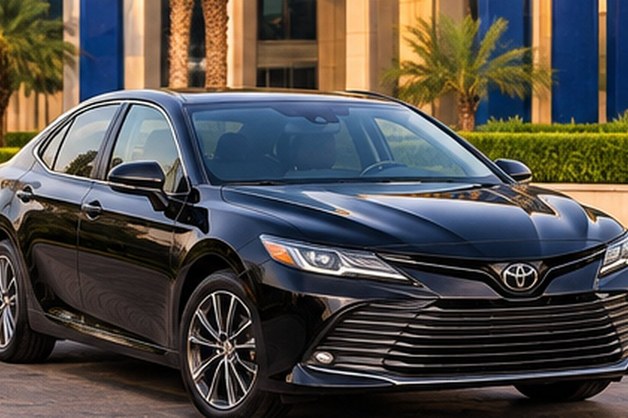 Toyota Camry 2024 Black Back Side View in Riyadh