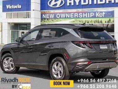 Hyundai Tucson 2024 back-side view available for rent in Riyadh
