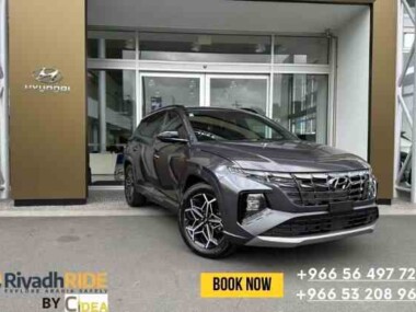 Hyundai Tucson 2024 rear view available for rent in Riyadh